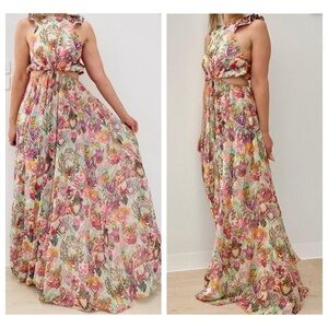 Zimmerman the Lovestruck Ruffle Maxi Dress Flaming Hearts Print size 0 | US 4
